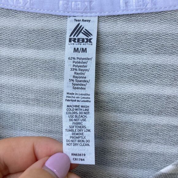 RBX Striped Gray Activewear Hooded Top - Picture 4 of 7